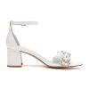 Pearl Wedding Shoes for Bride Block Heel Wedding Sandals Open Toe Bridal Heels