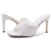 Melrose Women's High Heels Stiletto Heeled Slides, Square Open Toe One Band Slip-On Heeled Mules – Dressy Clear Heeled Sandals