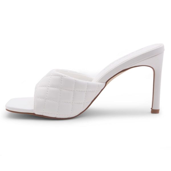 Melrose Women's High Heels Stiletto Heeled Slides, Square Open Toe One Band Slip-On Heeled Mules – Dressy Clear Heeled Sandals
