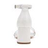 Pearl Wedding Shoes for Bride Block Heel Wedding Sandals Open Toe Bridal Heels