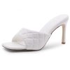 Melrose Women's High Heels Stiletto Heeled Slides, Square Open Toe One Band Slip-On Heeled Mules – Dressy Clear Heeled Sandals
