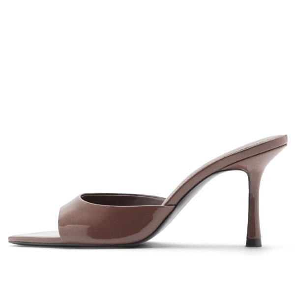 High Heel Mules for Women Slip On Open Pointed Toe Classy Patent Leather Stiletto Pumps Formal Slingback Mule Sandals Dress