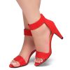 RROSE Women's Chunky Low Heels Open Toe Ankle Strap Heeled Sandals with Back Zipper Dressy Pumps Shoes for Wedding Prom Party