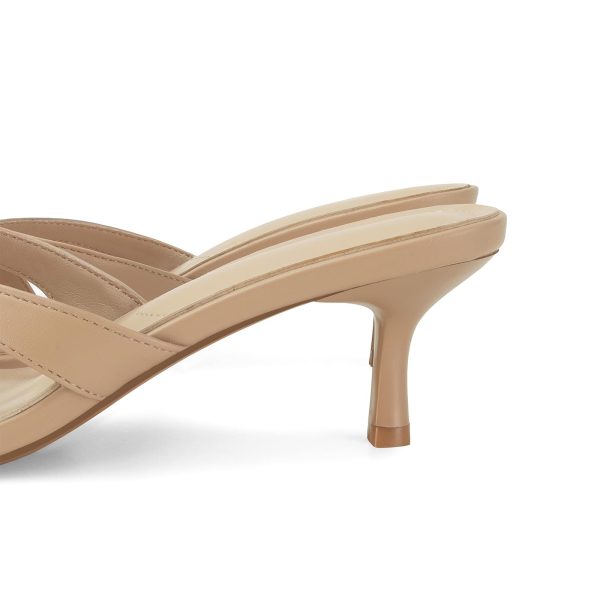 Gold Kitten Heel Sandals for Women Flip Flop Strappy Mule heels Rounded Open Toe Heeled Thong Sandals Women