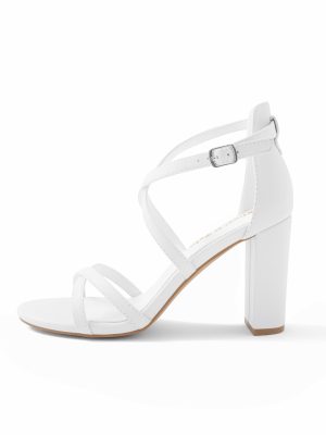 Chunky Block High Strappy Heels for Women Pump Heeled Sandals Open Toe Ankle Strap Buckle Party Wedding Prom Dress Shoes