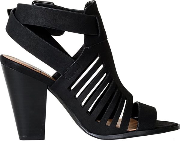 Yummy ~ Gladiator Cutout Stacked Heel Sandal Shoes with Adjustable Ankle Buckle