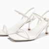 Womens Strappy Kitten Heels Open Square Toe Sandals Buckle Ankle Strap Summer Dress Shoes