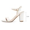 Women's Chunky Block Heels 3.3IN Open Toe Ankle Strap High Heeled Sandals Wedding Party Dress Pump Shoes