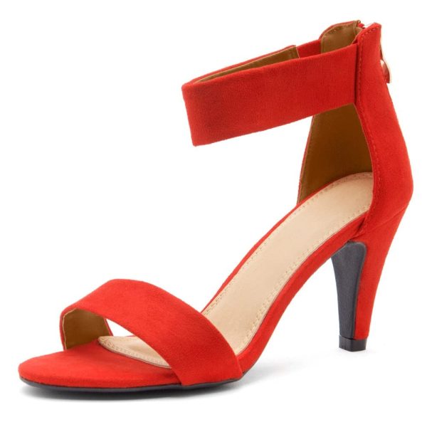 RROSE Women's Chunky Low Heels Open Toe Ankle Strap Heeled Sandals with Back Zipper Dressy Pumps Shoes for Wedding Prom Party