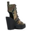 Camo Heeled Sandals Peep Toe Chunky Heel Summer Sandal Ankle Boots Lace-up Platform Booties