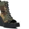 Camo Heeled Sandals Peep Toe Chunky Heel Summer Sandal Ankle Boots Lace-up Platform Booties