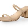 Square Toe Heeled Sandals for Women - Women's Low Block Heels Sandals - 2.25IN Open Toe Ankle Strap Chunky Heels - Slip on