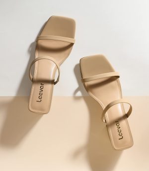 Square Toe Heeled Sandals for Women - Women's Low Block Heels Sandals - 2.25IN Open Toe Ankle Strap Chunky Heels - Slip on