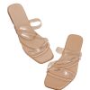 Women's Clear Sandals Strappy Jelly Flat Slides Dressy Open Toe Cute Vacation Beach Shoes 2025
