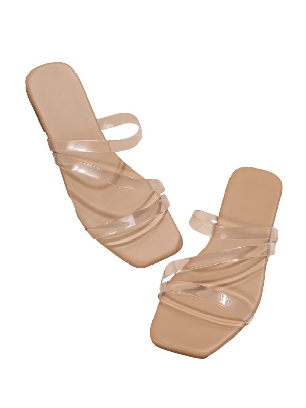 Women's Clear Sandals Strappy Jelly Flat Slides Dressy Open Toe Cute Vacation Beach Shoes 2025