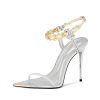 Black Pumps for Women Gold Chain Ankle Strap Open Toe Pointed Toe Stiletto High Heels for Formal Events Weddings Parties and