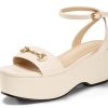 Womens Platform Sandals Chunky Wedges Heels Open Toe Ankle Strap Summer Dress Shoes with Metal Buckle