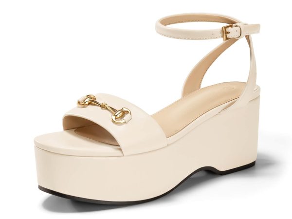 Womens Platform Sandals Chunky Wedges Heels Open Toe Ankle Strap Summer Dress Shoes with Metal Buckle