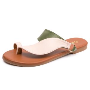 Women's Toe Loop Slide Sandals - Comfortable Slip-On Summer Flats, Lightweight and Stylish for Beach, Travel, and Daily Wear