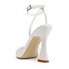 Women's Ankle Strap Fine Heeled Wedding Mesh Kitten Heels Sandals Pointed Open Toe Ankle Buckle Strap Summer Dress Shoes