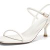 Womens Strappy Kitten Heels Open Square Toe Sandals Buckle Ankle Strap Summer Dress Shoes