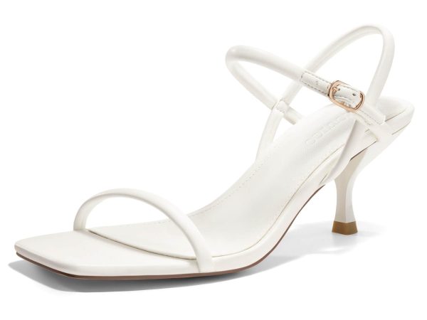 Womens Strappy Kitten Heels Open Square Toe Sandals Buckle Ankle Strap Summer Dress Shoes