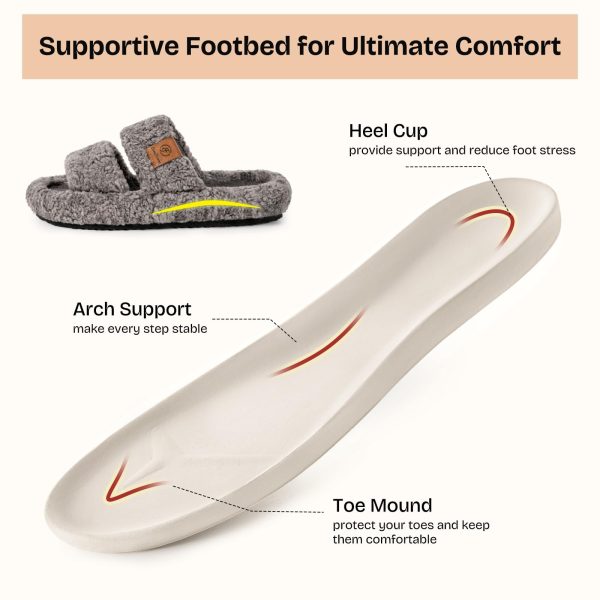 Womens Fuzzy Open-toe Slippers Soft Comfy Memory Foam Indoor House Shoes