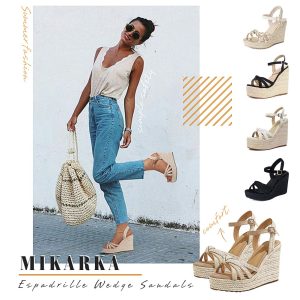Sandals for Women, Platform Ankle Strap Womens Sandals Open Toe Espadrille Wedge Sandals for Women Concise Casual Summer Womens