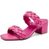 Women's Heels Braided Heeled Sandals, Squear Open Toe Slides Sandals Slip on Chunky Heel Sandals Dressy Summer Shoes for Women.