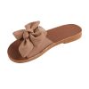 Women's Open Toe Flat Sandals Bow Knot Slides Leather Summer Slippers