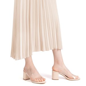 Clear Sandals for Women,Two Clear Strap Women Heels Sandals,Open Toe Low Block Chunky Dress Sandals Pumps Shoes