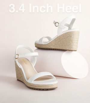 Platform Wedge Sandals for Women, Black Brown White Nude Espadrille Womens Wedge Sandals Comfortable Open Toe Ankle Strap High