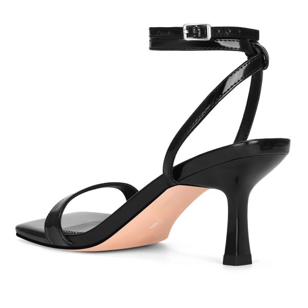 Heeled Sandals Square Open Toe Kitten Heels Strappy Ankle Strap Low Heel Sandals for Women Party Wedding Shoes
