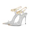 Black Pumps for Women Gold Chain Ankle Strap Open Toe Pointed Toe Stiletto High Heels for Formal Events Weddings Parties and