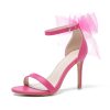 Women's Open Toe Stiletto Heels with Bow One Strap Sandals Wedding Party Prom Dress Shoes