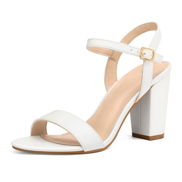 Women's Chunky Block Heels 3.3IN Open Toe Ankle Strap High Heeled Sandals Wedding Party Dress Pump Shoes