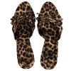 Women's Leopard Print Mules Heels with Bow Open Round Toe Stiletto High Heels Party Dress Slip On Backless Sandals