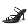 Strappy Kitten Heels For Women Stiletto Mules Square Open Toe Slip On Sandals