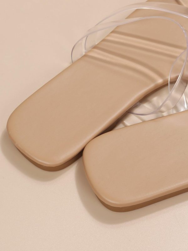 Women's Clear Sandals Strappy Jelly Flat Slides Dressy Open Toe Cute Vacation Beach Shoes 2025