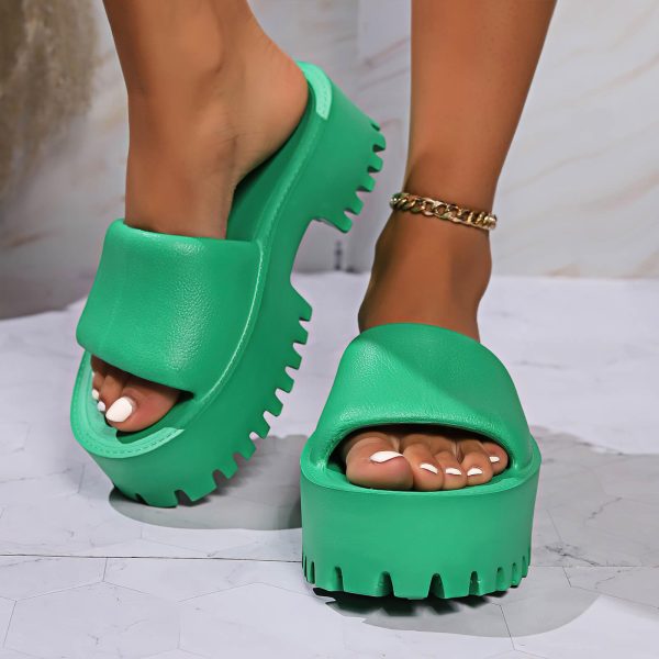 Womens Backless Platform Sandals Slip On Thick Sole Waterproof Slippers Open Toe Summer Shoes for Women