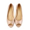 Women's Classic Open Toe Low Kitten Heel Sandals Slip On Medium Heel Peep Toe Dress Pumps