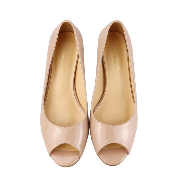 Women's Classic Open Toe Low Kitten Heel Sandals Slip On Medium Heel Peep Toe Dress Pumps