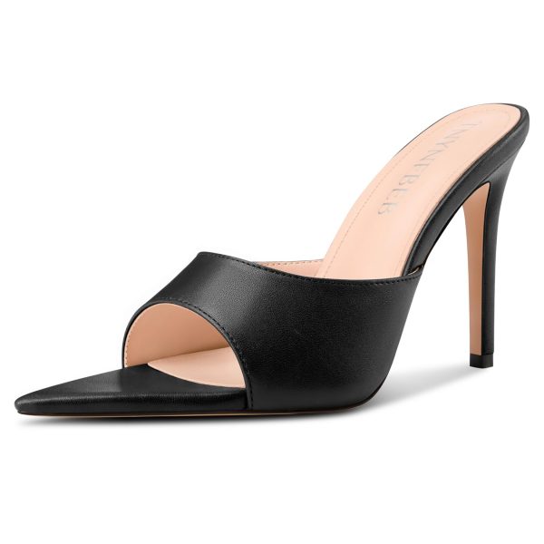 Womens Girl Stiletto High Heel Peep Open Pointed Toe Mules Shoes Sandals Slingback Wedding Prom Dress Cute 3.9 Inches Heels