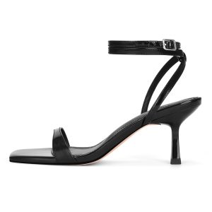 Heeled Sandals Square Open Toe Kitten Heels Strappy Ankle Strap Low Heel Sandals for Women Party Wedding Shoes