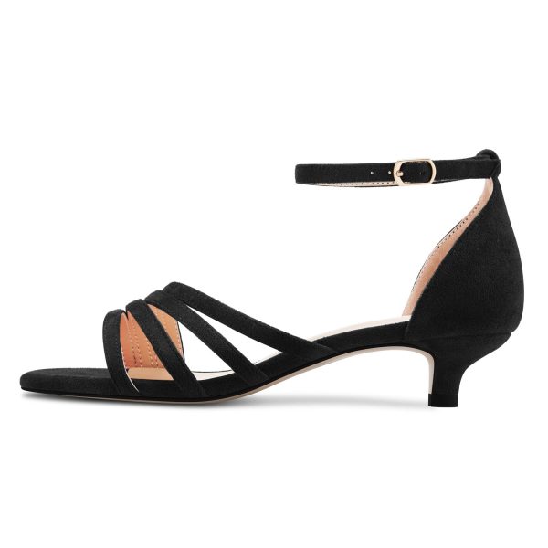 Womens Kitten Heel Open Toe Buckle Sandals Basic Classic Ankle Strap Office Casual Prom Summer Shoes 1.4 Inches Heels