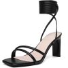 Womens Sandals Strappy Heels for Women Ankle Strap Lace Up Heels Square Open Toe Heels Tie Up Stiletto High Heeled Sandals for