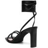 Womens Sandals Strappy Heels for Women Ankle Strap Lace Up Heels Square Open Toe Heels Tie Up Stiletto High Heeled Sandals for