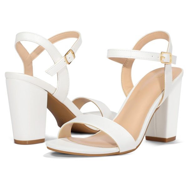 Women's Chunky Block Heels 3.3IN Open Toe Ankle Strap High Heeled Sandals Wedding Party Dress Pump Shoes