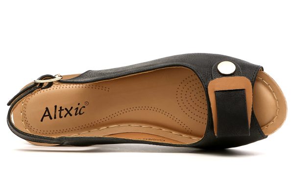 Women's Peep Toe Bow Hollow Out Slingback Platform Wedge Sandals