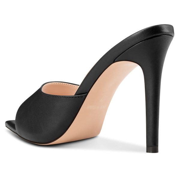 Womens Girl Stiletto High Heel Peep Open Pointed Toe Mules Shoes Sandals Slingback Wedding Prom Dress Cute 3.9 Inches Heels